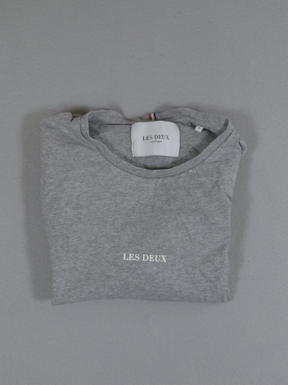 π€ Les Deux Long Sleeve T Shirt Gray Logo Minimalist Cotton Large - Picture 10 of 12